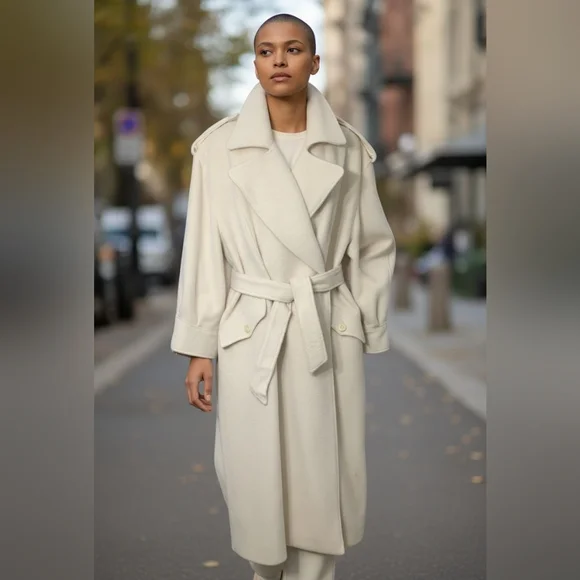 Harve Benard Cream Belted Coat - Picture 1 of 14